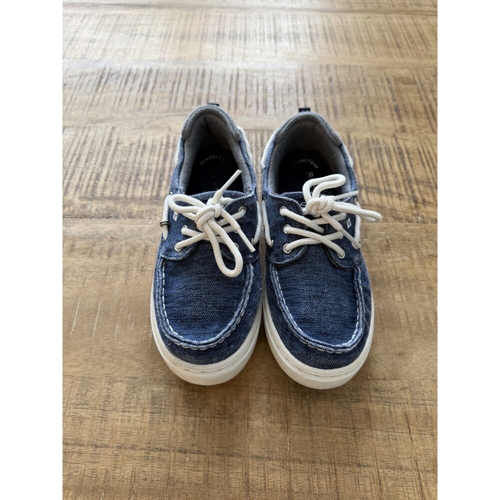 SPERRY TOP SIDER‎ Denim Canvas Boys Girls Boat Deck Loafers Oxfords Shoes Size 3